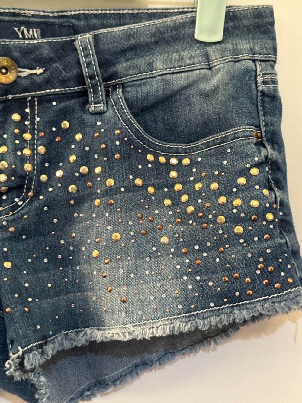 YMI studded rhinestone jean shorts juniors size 5
